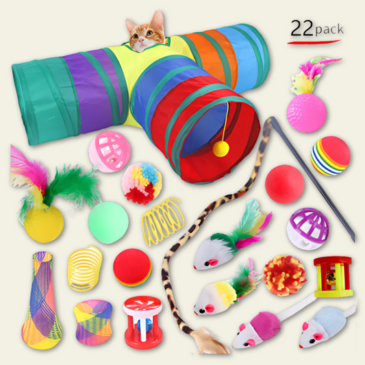 Pack de 22 juguetes con tunel de tres salida