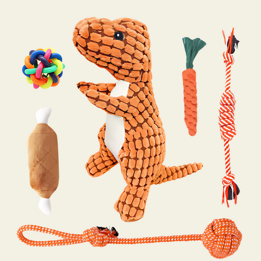 Pack de 8 juguetes para perro con peluche